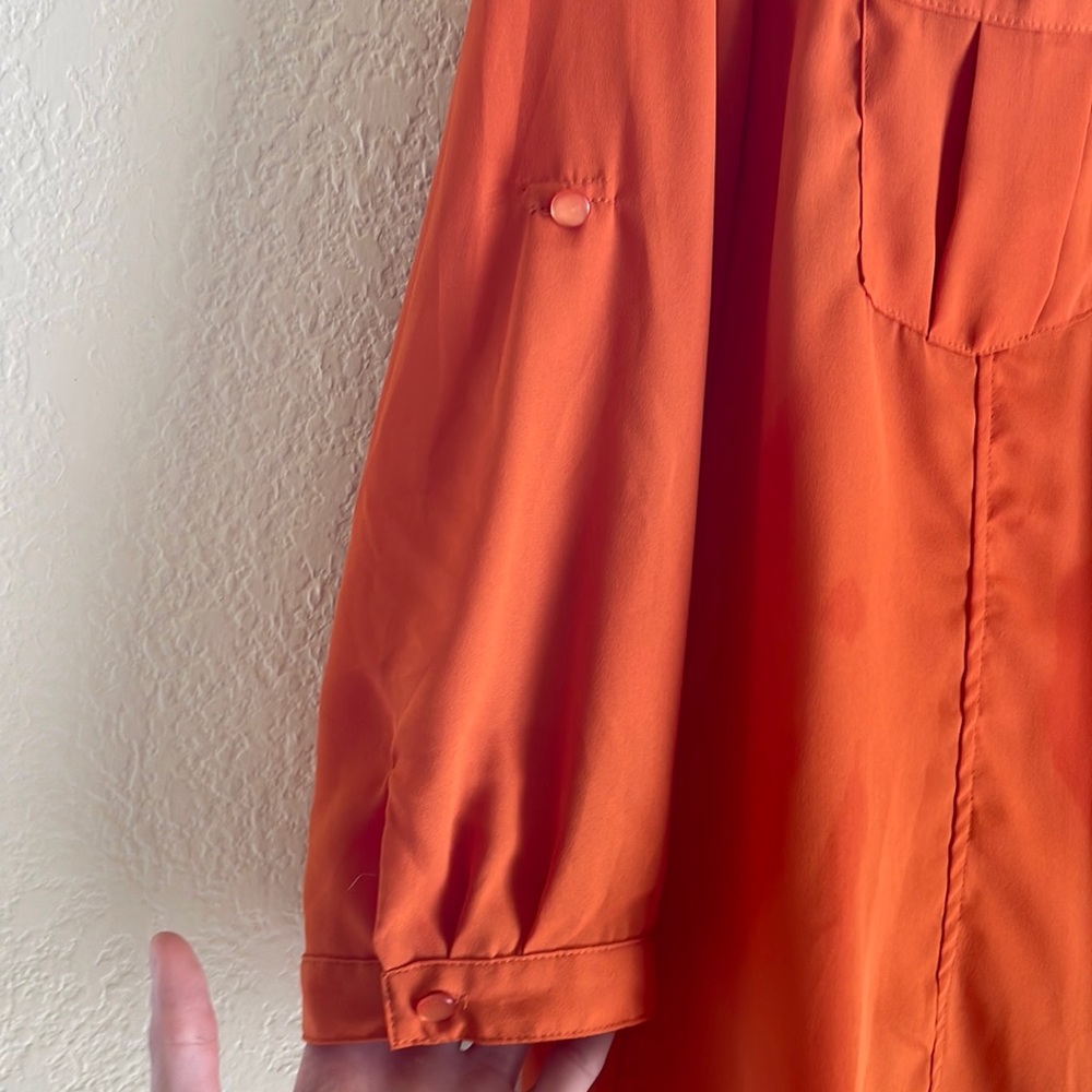 Elements, Size L Orange 100% Polyester Button Dow… - image 6